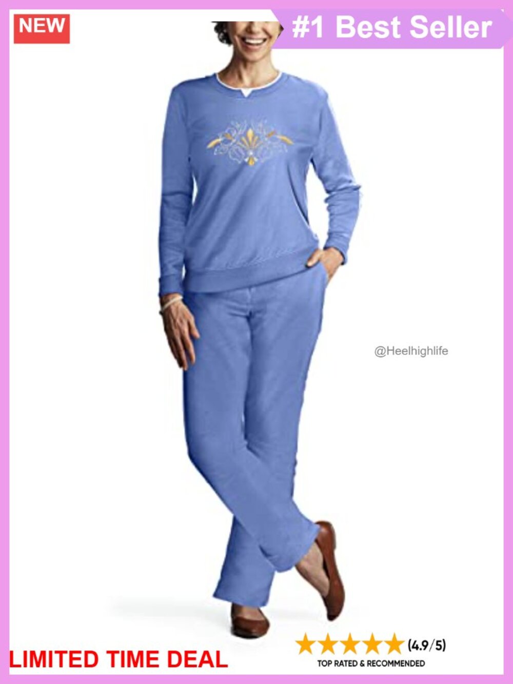 Pembrook Women's 2-Piece Fleece Sweatsuit Set Pull-On Sweatpants & Top
